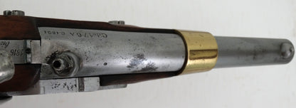 Pistolet de cavalerie Modèle 1816 T bis daté 1821  Transformation réglementaire 1861.
Vue intégrale dessus du canon