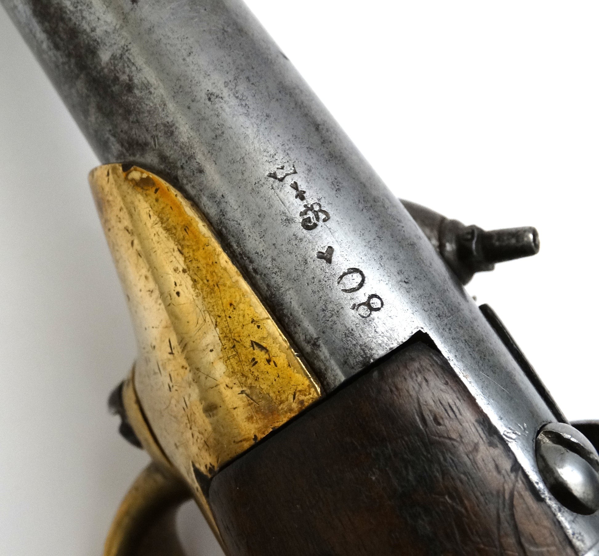 Pistolet_modele_1777_transforme_percussion_cavalerie_francaise_La_Maison_des_Braves Marquage et pionçons canon