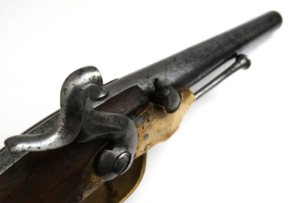 Pistolet_modele_1777_transforme_percussion_cavalerie_francaise. Zoom sur platine et canon.