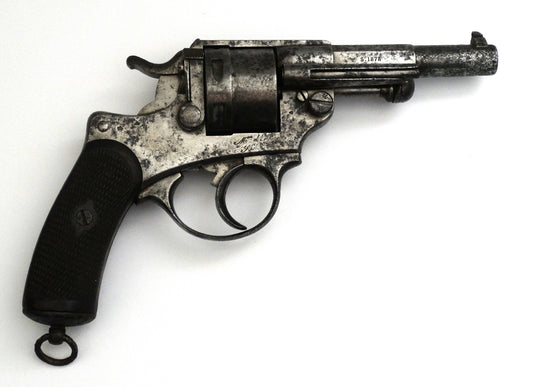 Pistolet réglementaire Chamelot-Delvigne Modèle 1873 – daté 1878 • Arme de collection.
Vue complète coté droit.