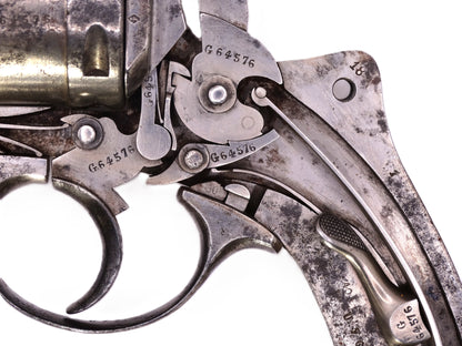 Pistolet réglementaire Chamelot-Delvigne Modèle 1873 – daté 1878 • Arme de collection. Vue intérieur, mécanique, monomatricule.