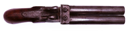 BELGIQUE. Pistolet coup de poing à percussion double-canon (~ 1860) • Arme de collection