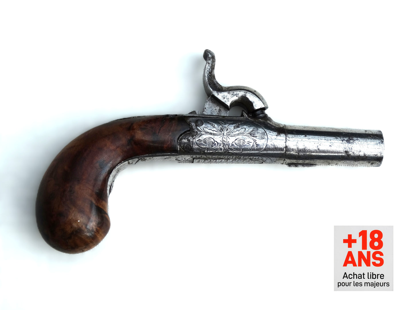 BELGIUM • Forced-action travel pistol – Liège, 19th century • ELG hallmark