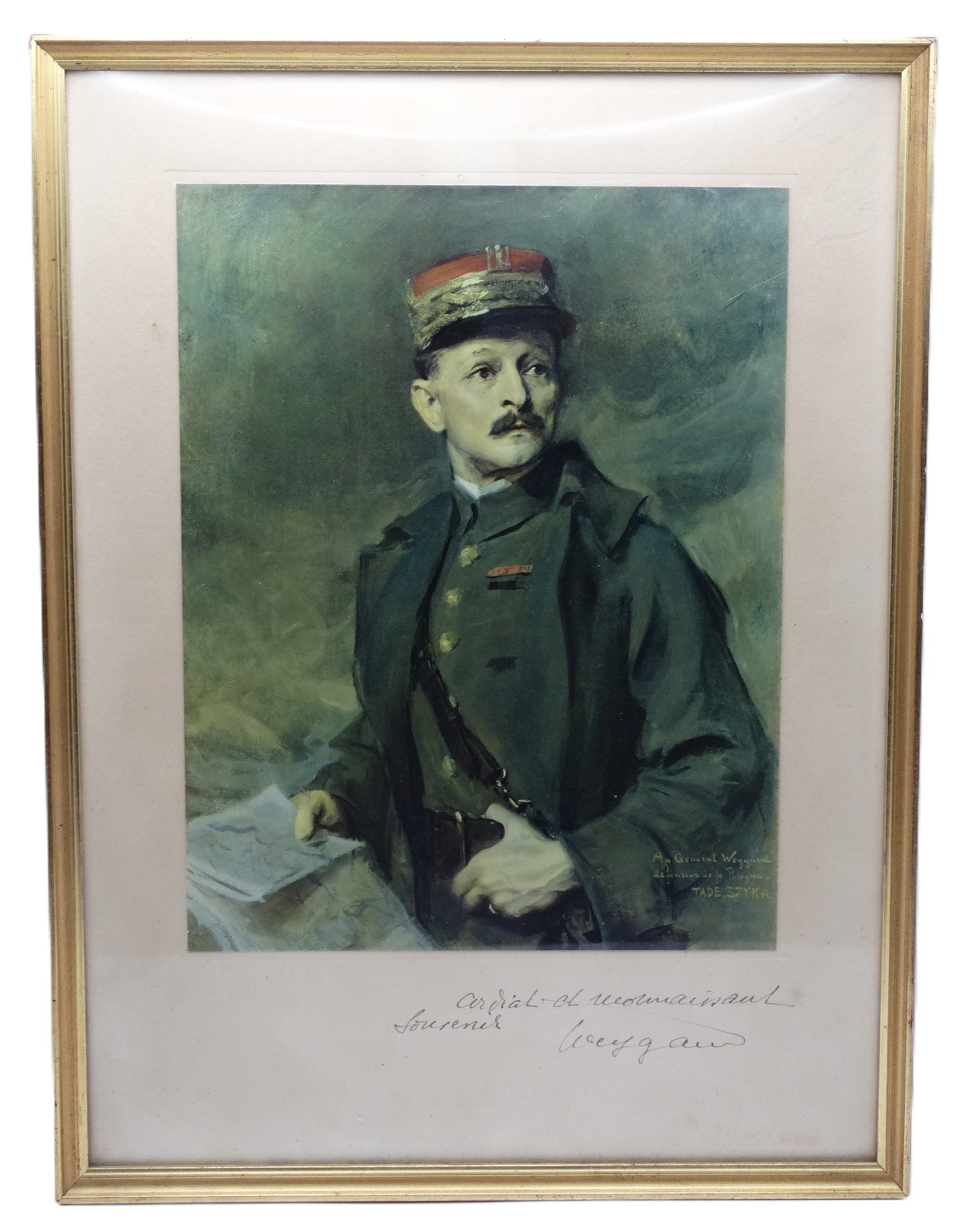 Reproduction dédicacée du Général Weygand - Tade STYKA. Vue intégrale de face.