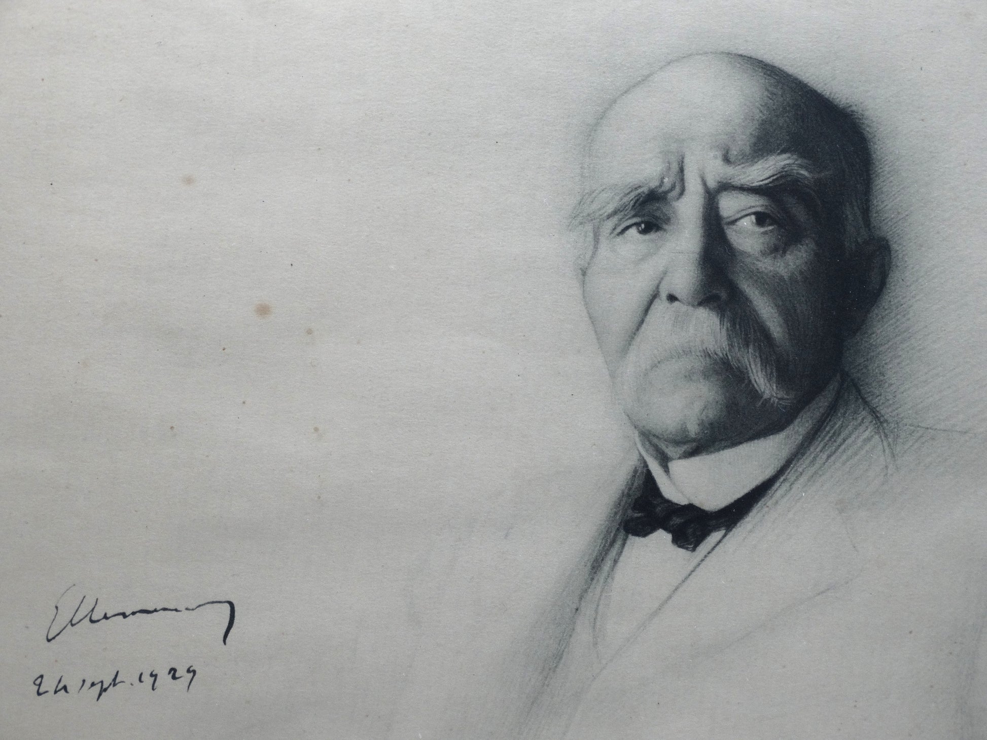 Zoom visage geoarges Clemenceau avec signature.