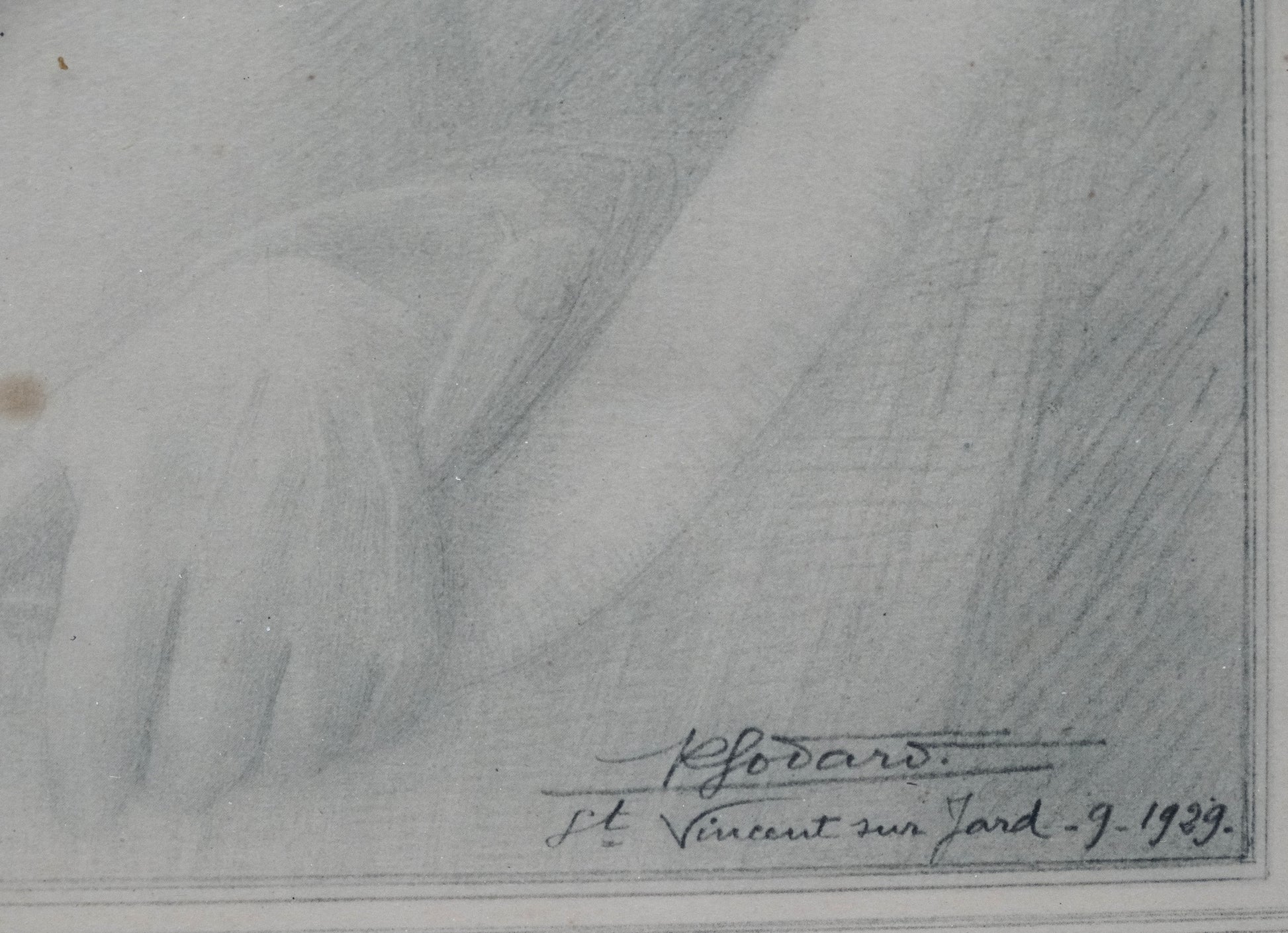 Zoom sur signature de René Godard, St Vincent sur Jard septembre 1929.