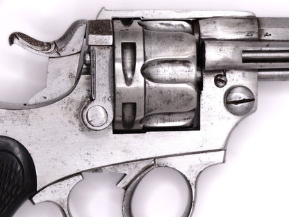 Revolver Chamelot-Delvigne modèle 1874 civil - calibre 11 mm73 - Arme ancienne.
Zoom carcasse et barillet coté droit.