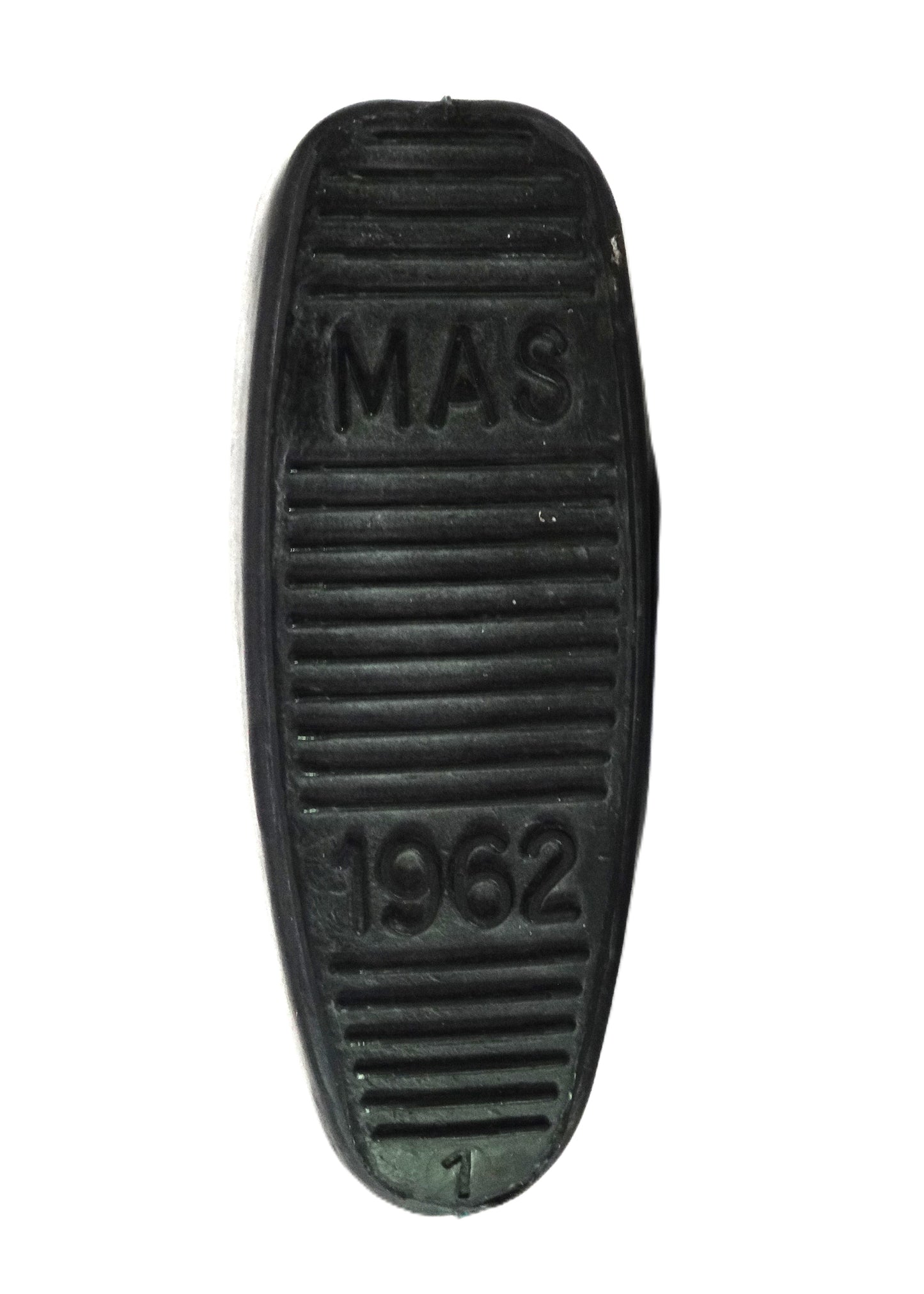 Sabot de Crosse en Caoutchouc pour Fusil Semi-Automatique MAS 4956.
Vue intégrale arrière avec marquage.