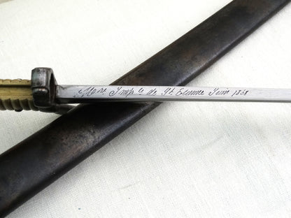 Baïonnette Chassepot 1866 série Z avec lame yatagan et poignée laiton
Marquage Lame 'Manufacture Impérial de St Etienne Juin 1868'