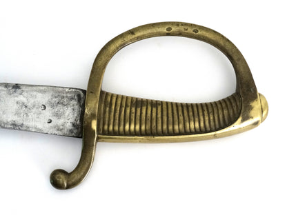 Sabre briquet d’infanterie modèle An XI — Klingenthal — Premier Empire.
Zoom sur poignée et poinçons.