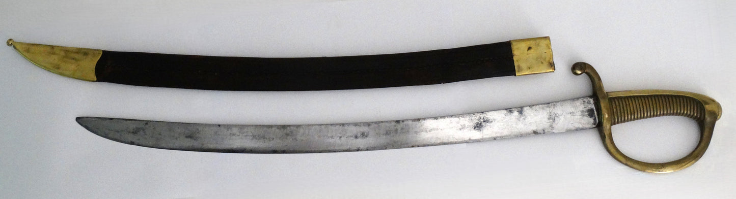 Sabre briquet d’infanterie modèle An XI — Klingenthal — Premier Empire.
Vue intégrale coté gauche hors fourreau.
