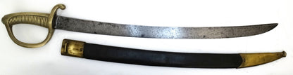 Sabre d’infanterie dit « briquet », modèle An XI, avec fourreau.
Vue intégrale hors fourreau face A